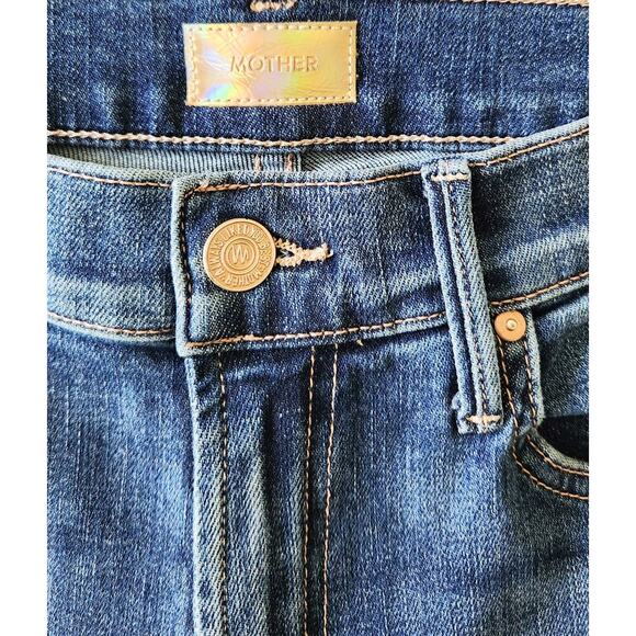MOTHER Jeans Denim The Insider Crop Step‎ Fray High Rise Blue Wash Pants Sz 27 - Picture 8 of 11